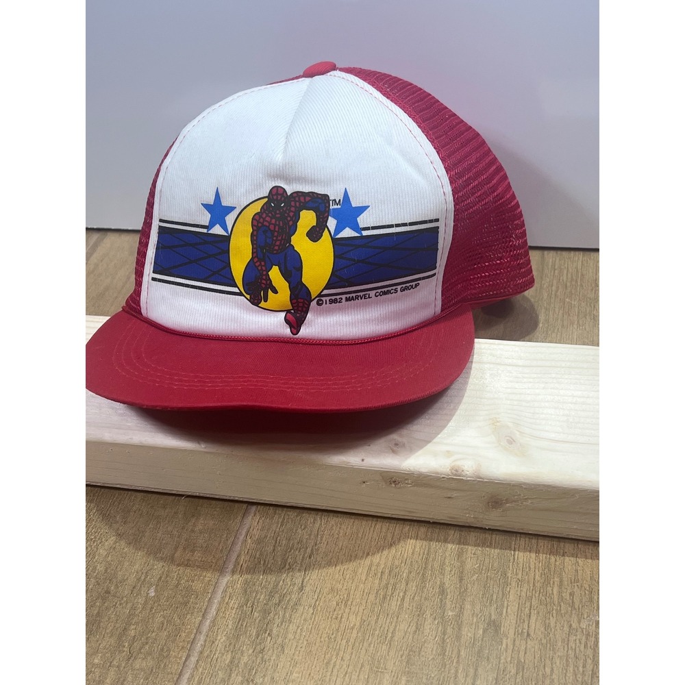 Vintage 1982 Marvel Comics‎ Spider-Man Trucker Hat Red White Mesh Snapback Cap